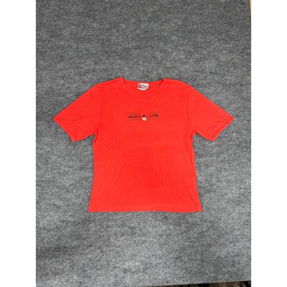 VTG Y2K Chase Authentics Dale Earnhardt Jr Red Shirt Womens L Gold Metallic - Picture 1 of 16